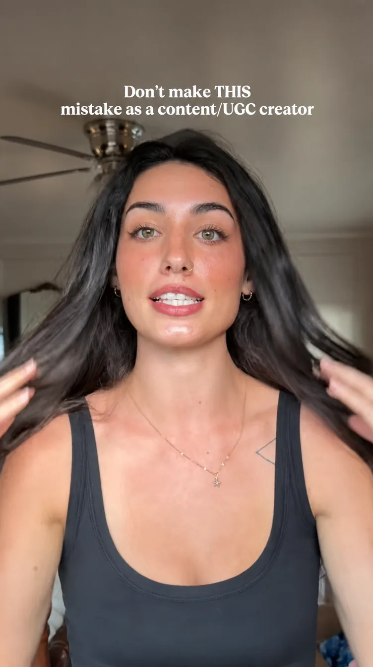 A UGC creator talking to camera in a viral short-form video.